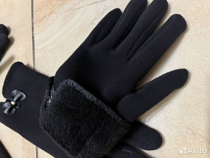 Перчатки кожаные и хлопковые