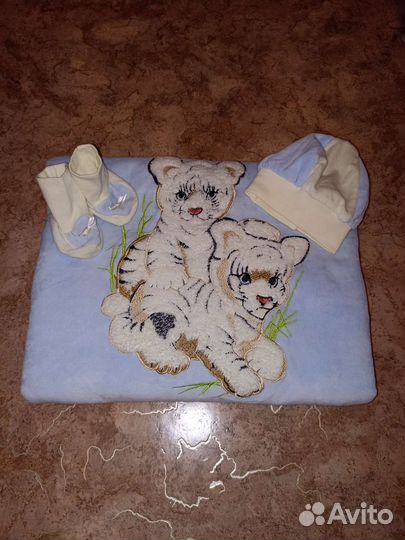 Велюровый конверт одеяло на выписку