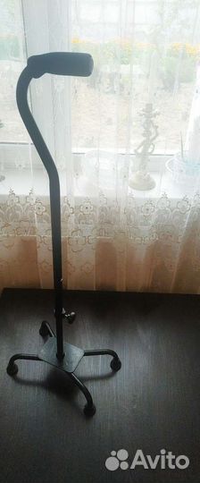 Трость для ходьбы телескопическая на 4 ножках