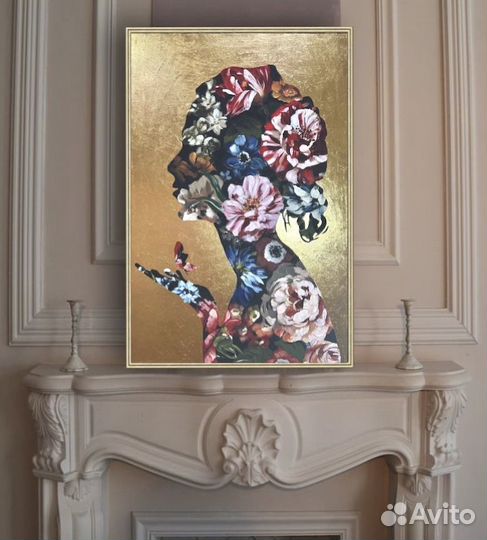 Картина маслом девушка с розой