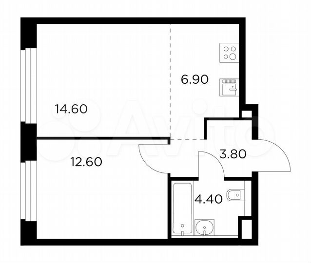 2-к. квартира, 42,3 м², 11/17 эт.