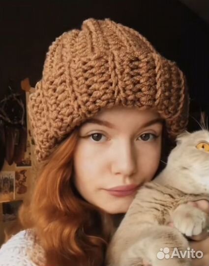Шапка женская вязаная объемная новая