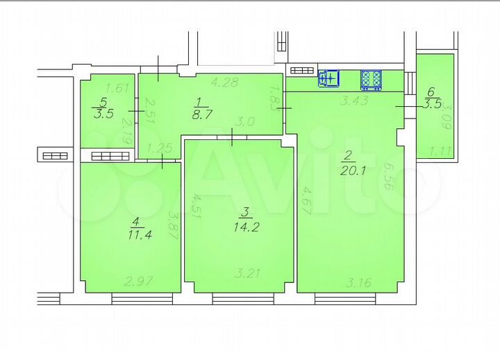 2-к. квартира, 62 м², 2/8 эт.