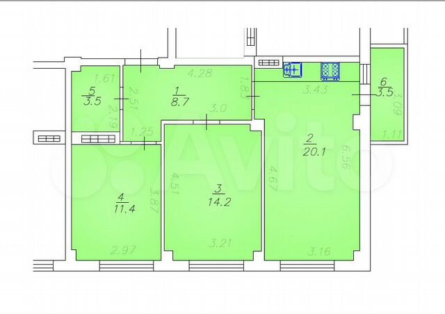 2-к. квартира, 62 м², 2/8 эт.