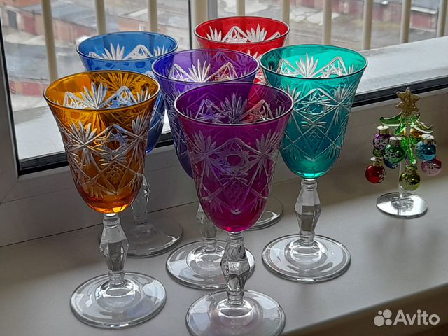 Фужеры цветное стекло