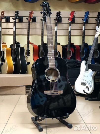 Гитара акустическая flight черная глянцевая