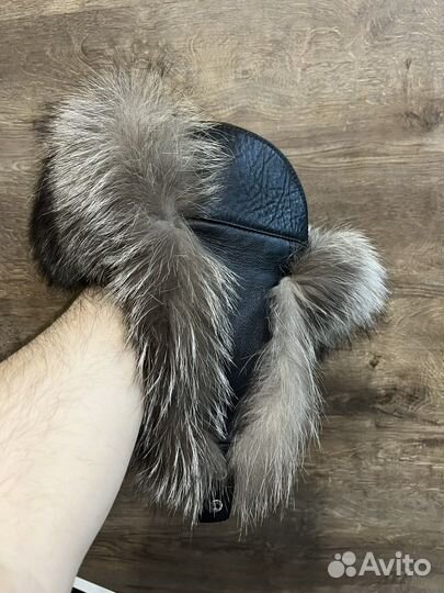 Мужская лисья шапка чернобурка