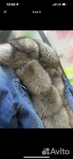 Джинсовая куртка с мехом песца