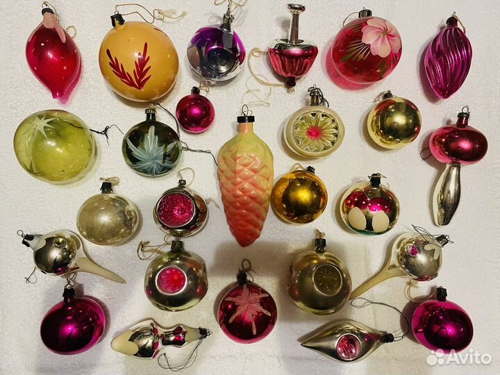 Советские новогодние ёлочные стеклянные игрушки