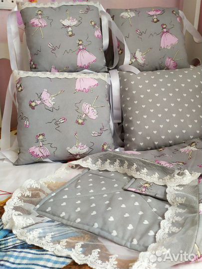 Бортики в детскую кроватку+ одеяло