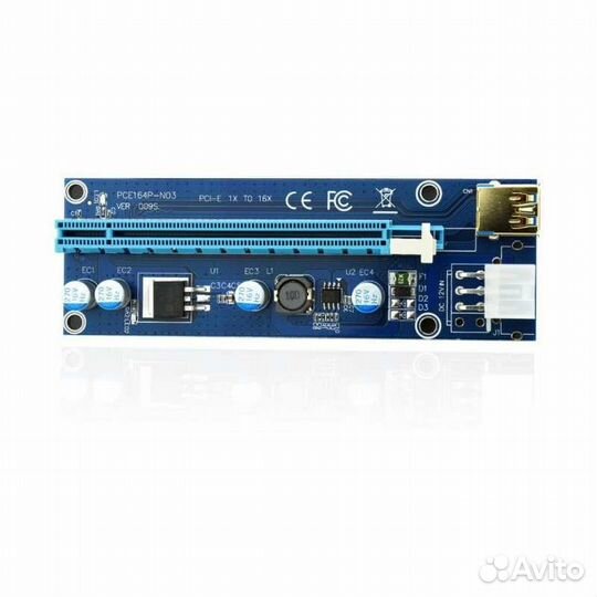 Райзеры (riser) PCI-e 1x-16x v007s красный