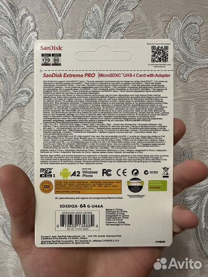 Карта памяти Micro SD SanDisk 64gb