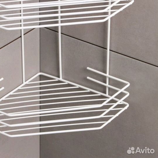 Полка для ванной угловая 4х ярусная белая