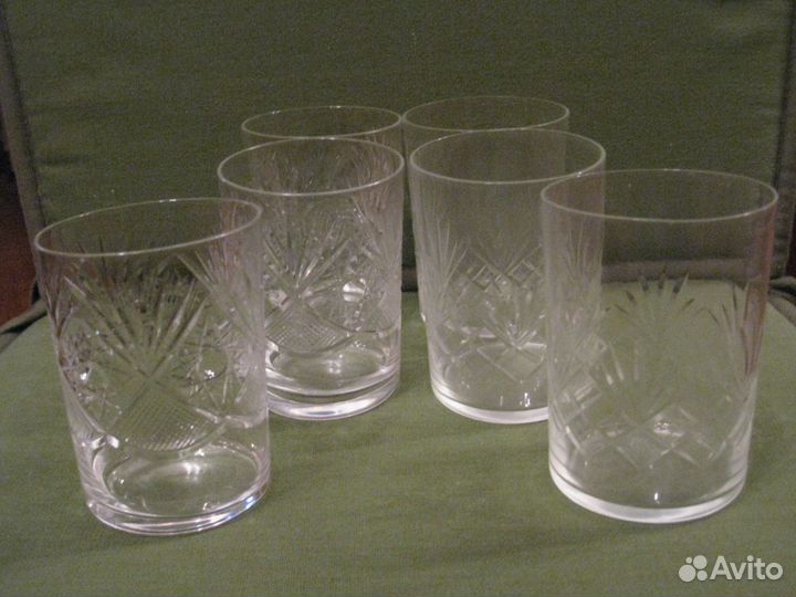 Стаканы, старые, хрусталь, 6 шт