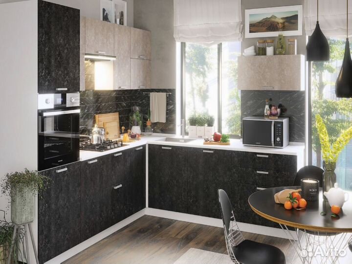 Кухня угловая новая Бетоны