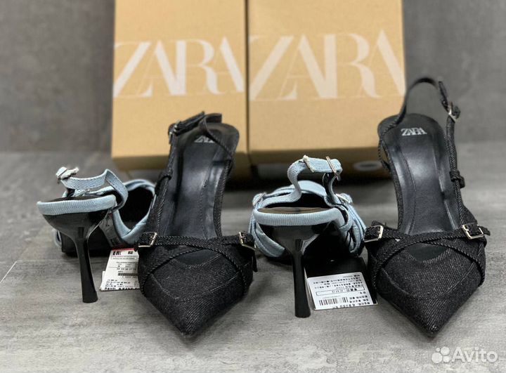 Туфли Zara джинсовые голубые р 36-40