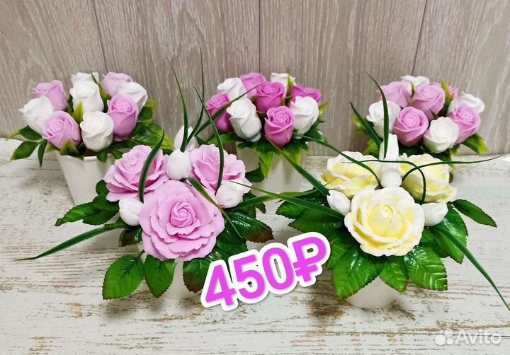 Букет из мыла - роза, тюльпаны