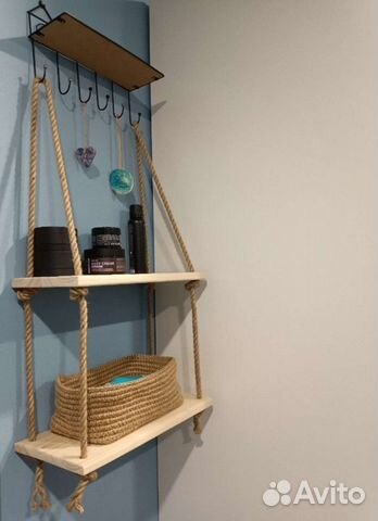 Деревянная полка настенная (два отдела)