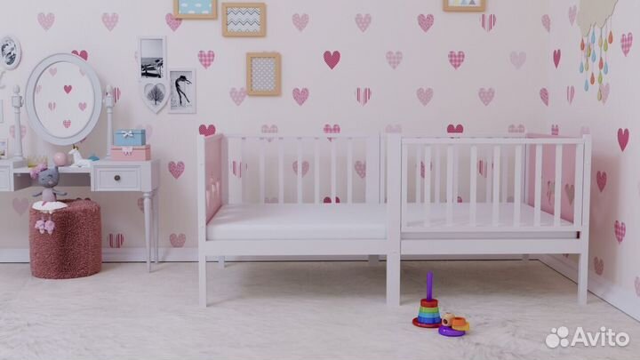 Кроватка из массива Лисенок от 2х лет с бортиком