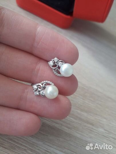 Серебряные серьги с жемчугом