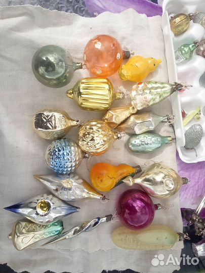 Елочные игрушки СССР, гирлянды СССР, бусы СССР