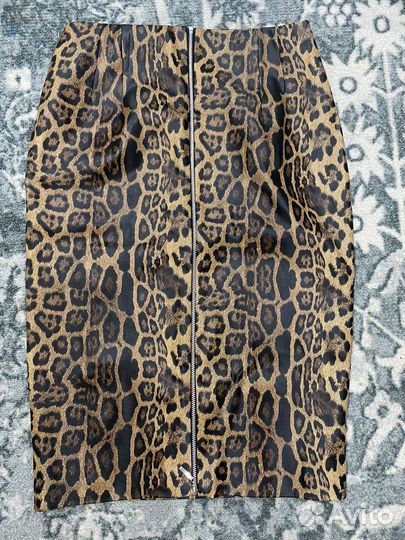 Юбка кожанная карандаш леопардовая