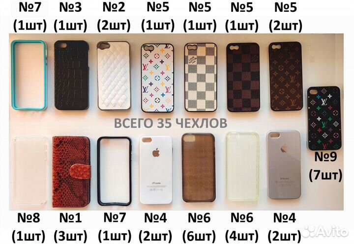 Коробка новых чехлов iPhone SE, 5s, 5, 4s +плёнки