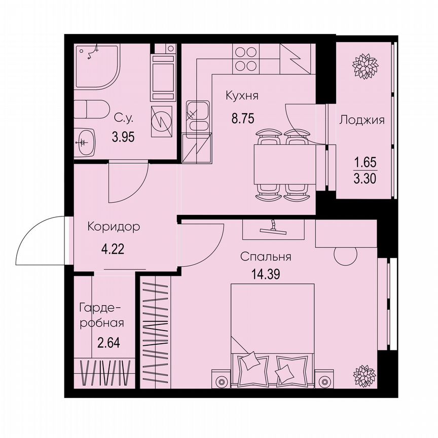 1-к. квартира, 35,6 м², 9/9 эт.