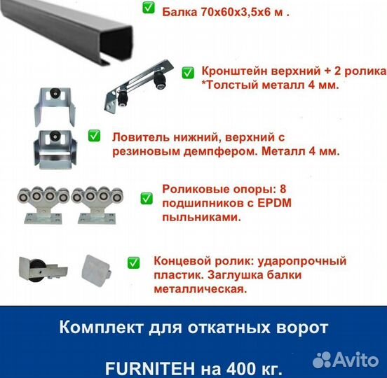 Откатные ворота 4х2 Т-профиль+автоматика Furniteh