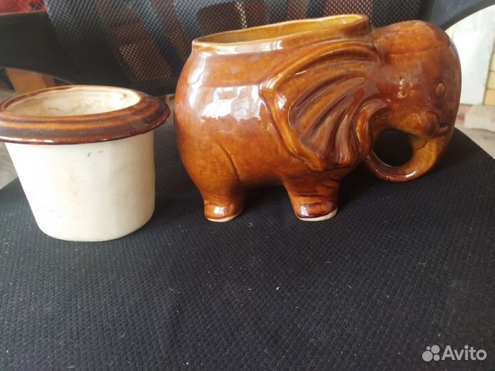 Горшок - слон керамический