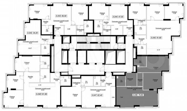 2-к. квартира, 79,8 м², 34/41 эт.