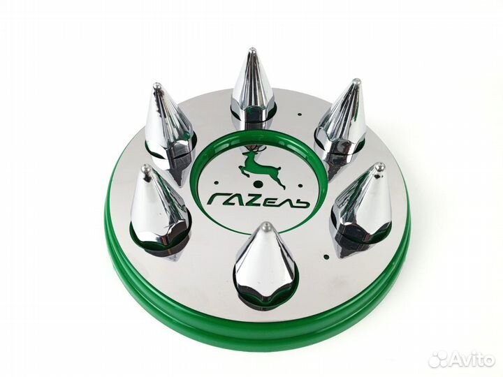 Колпаки Газель нержавейка хром зелёные к-т 2 шт