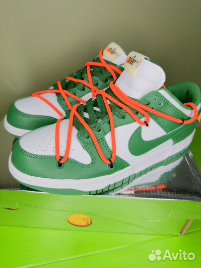 Кроссовки nike sb dunk low pine green off white