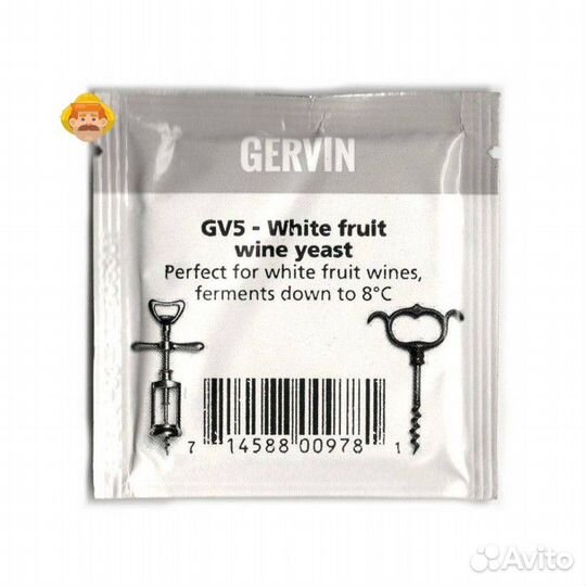 Дрожжи винные gervin GV5 Для белых фруктовых вин