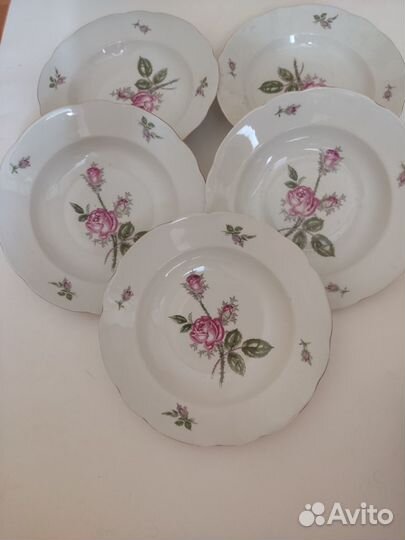 Фарфоровые тарелки, глубокие, гдр, 5шт