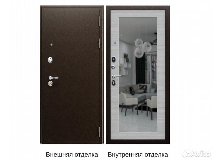 Металлическая дверь с зеркалом