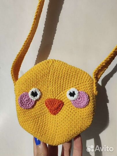Сумка через плечо детская вязаная лягушка мишка