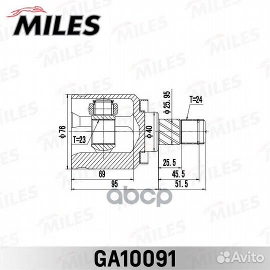 ШРУС внутренний nissan Primera P12 01-07 GA10091