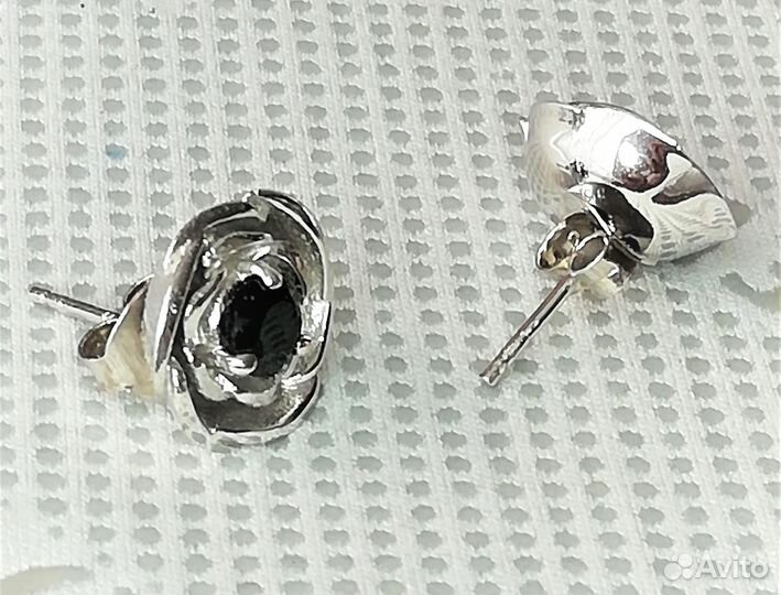 Серьги серебро оникс С266