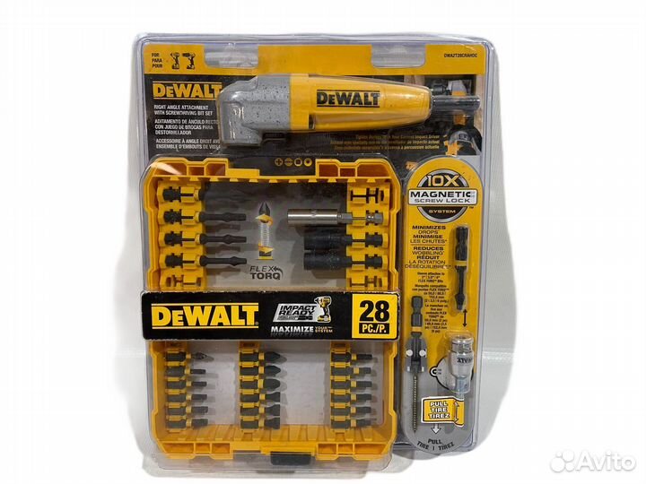 Угловая насадка и набор бит dewalt DWA2T28crahdc