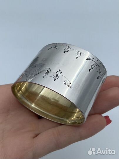 Кольцо для салфеток Серебро 84 гравировка