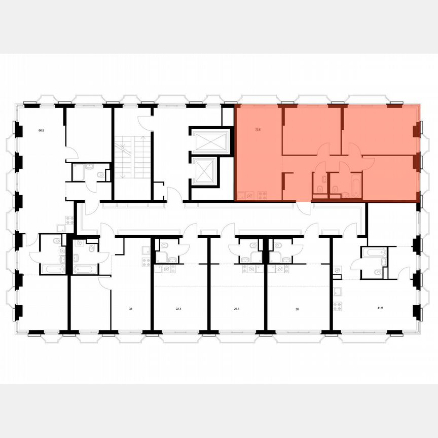 3-к. квартира, 73,5 м², 15/16 эт.