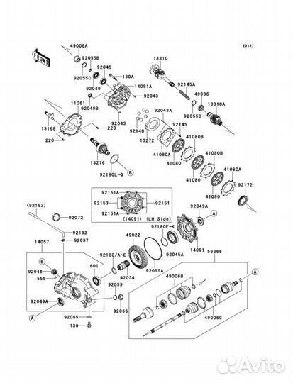 Хвостовик заднего редуктора Kawasaki 13216-0871