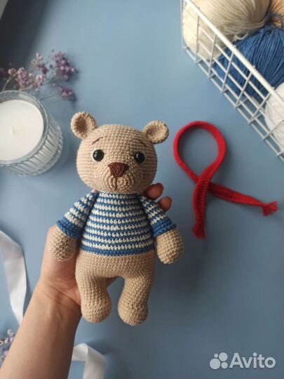 Вязаный мишка Тедди ручная работа