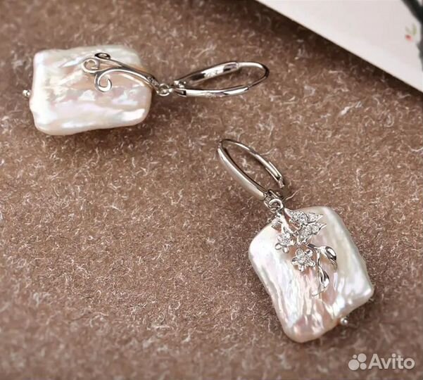 Серьги серебро 925 пробы с барочным жемчугом