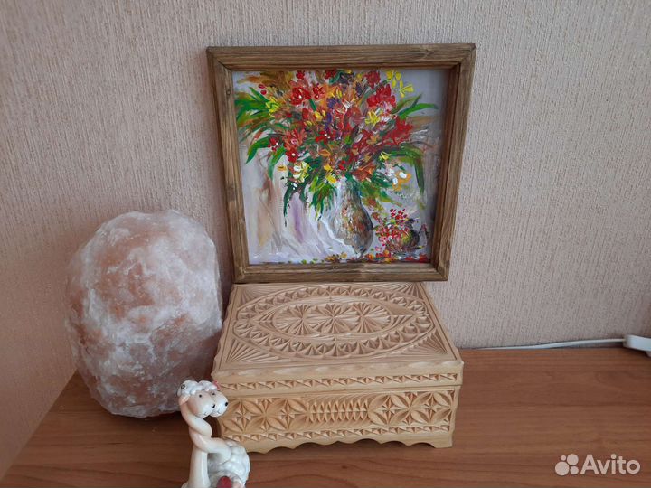 Картина маслом полевые цветы объемная живопись