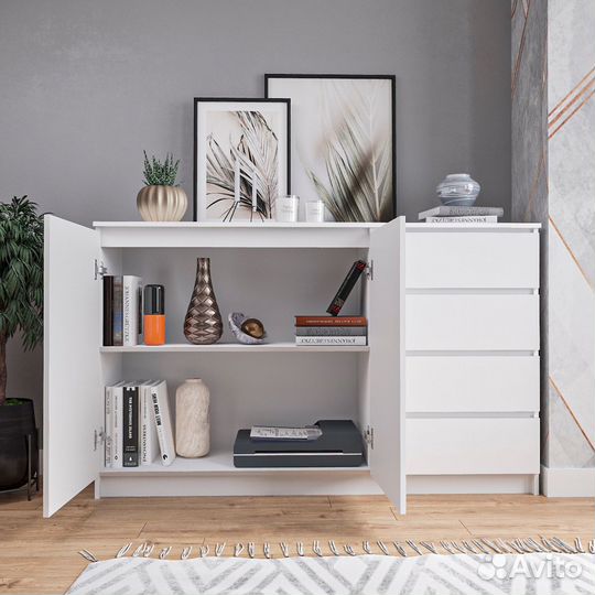 Комод (99х160х40) км 1600.1 белый (графит)