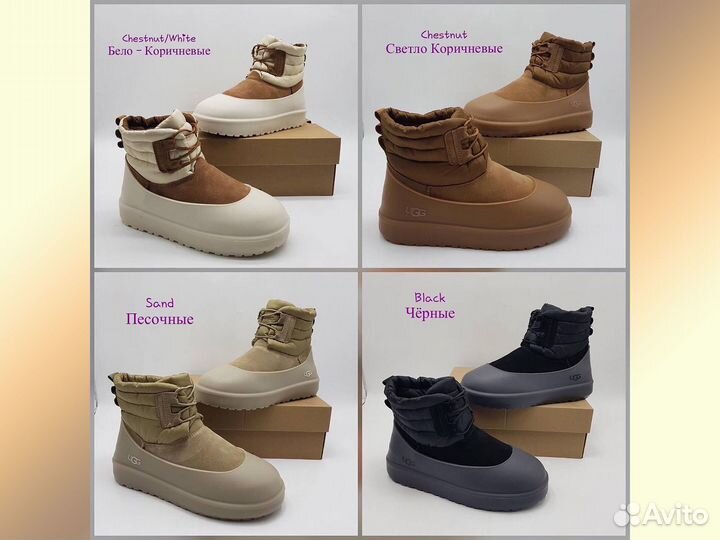 Угги от поставщика Lace Up мужские Бело-Коричневого цвета