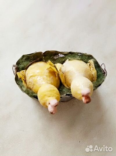 Ватная елочная игрушка СССР Птенцы в гнезде