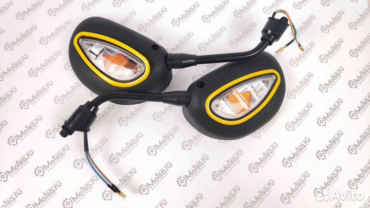 Зеркала (074) пластик (бобовидные, черные, с повор